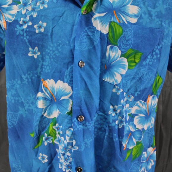 Vintage Hawaiian Shirt - Blue Floral by Made i Hawaii - Men's Medium - Picture 3 of 10